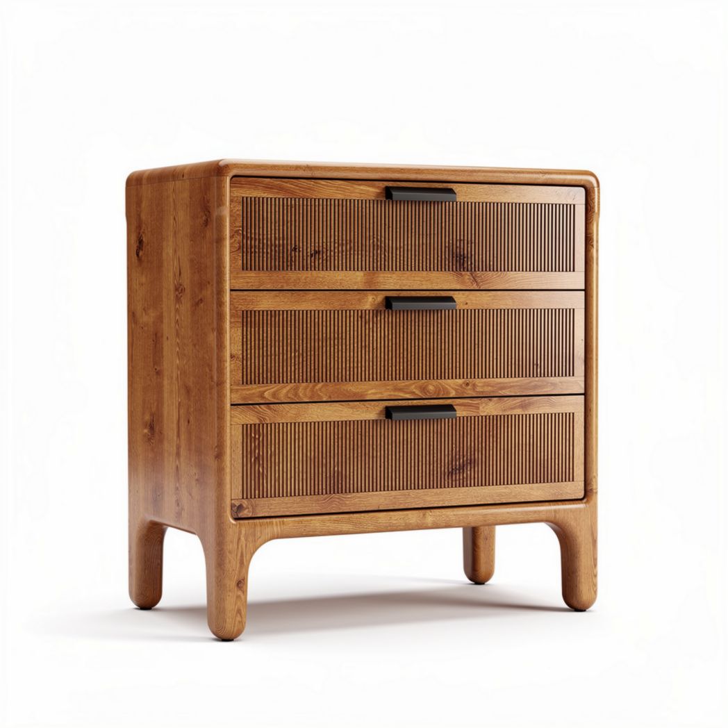 Comò in legno di bamboo con tre cassetti per camera da letto – 60 x 40 x 75 cm